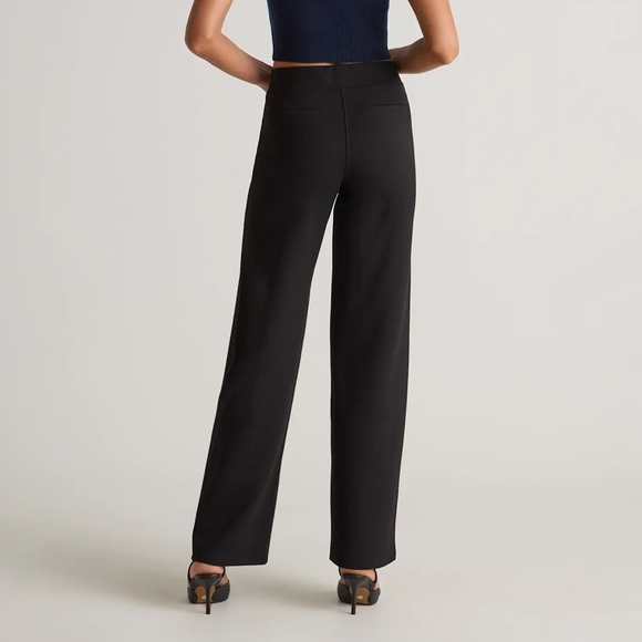 Quince Ultra Stretch Ponte Wide Leg Pants Women Size Large Black New - Picture 2 of 5